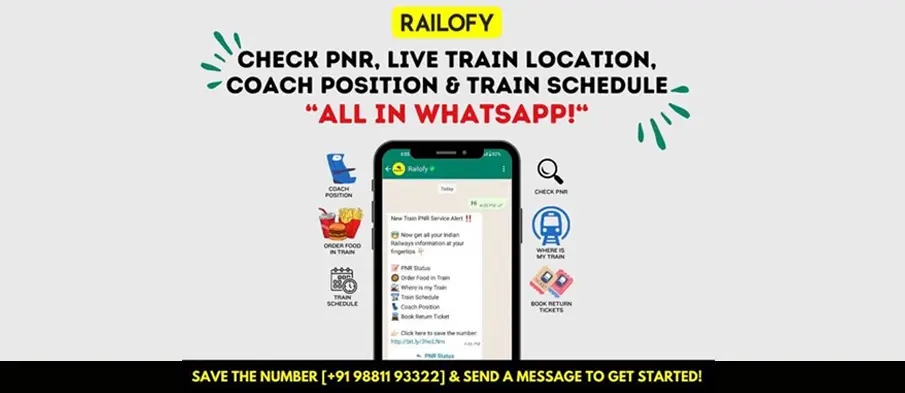 Check PNR Status, Live Train Location, Coach Position and Train Schedule on WhatsApp